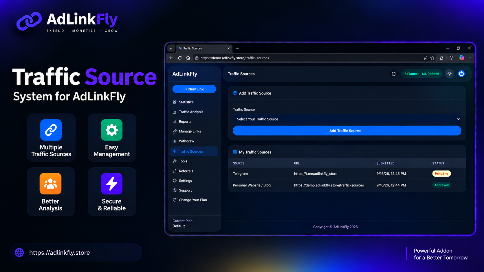 Traffic Source System - AdLinkFly